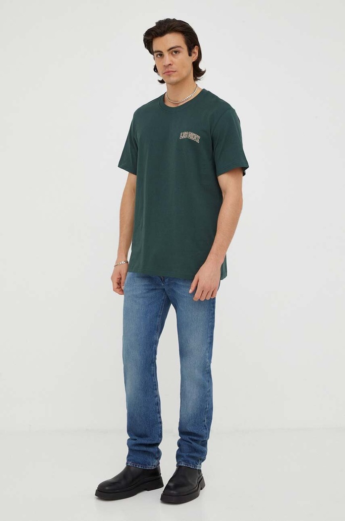 Les Deux T-shirt bawełniany LDM101113 zielony SS24