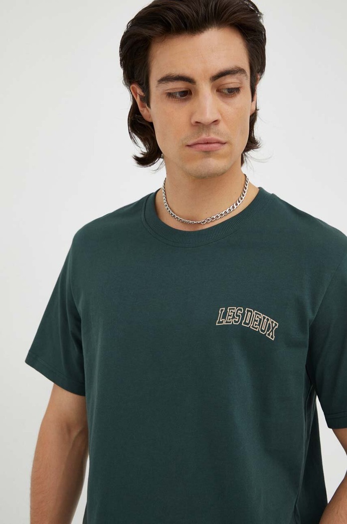 T-shirt bawełniany Les Deux LDM101113 zielony
