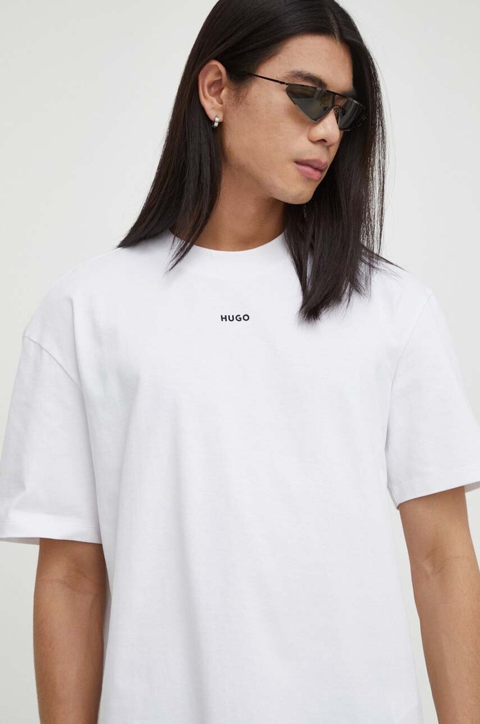 HUGO T-shirt męski bawełniany Dapolino bawełna biały 50488330