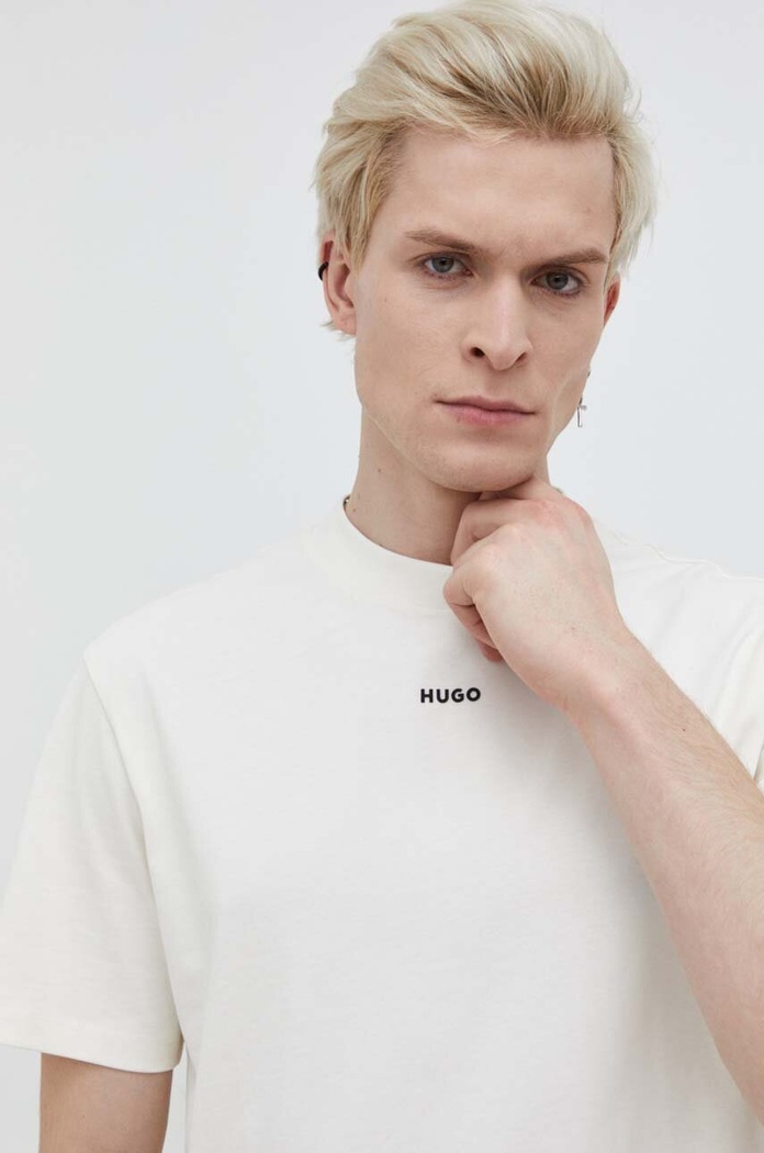 Odzież HUGO T-shirt męski bawełniany Dapolino 50488330 beżowy