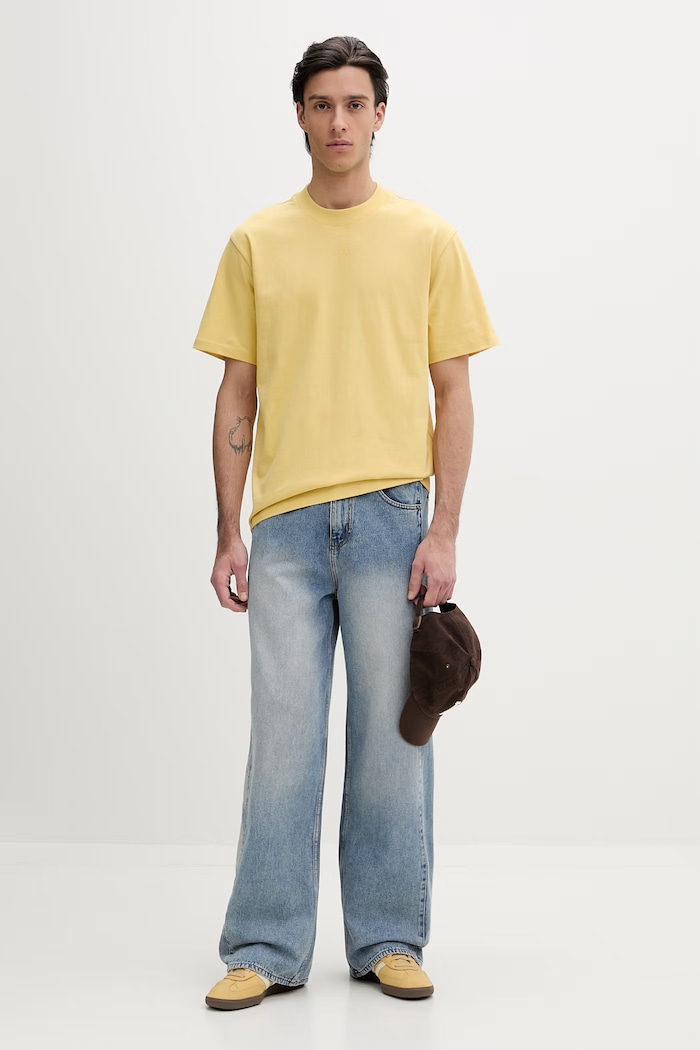 HUGO t-shirt ανδρικό βαμβακερό Dapolino 50488330 κίτρινο AA00