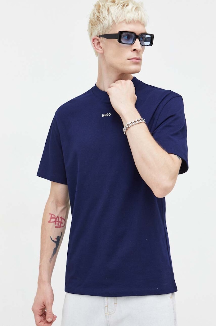 HUGO T-shirt męski bawełniany Dapolino granatowy 50488330