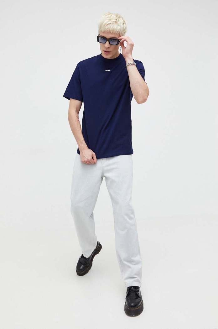 HUGO T-shirt męski bawełniany Dapolino 50488330 granatowy AA00