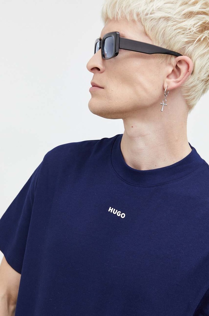HUGO T-shirt męski bawełniany Dapolino granatowy 50488330
