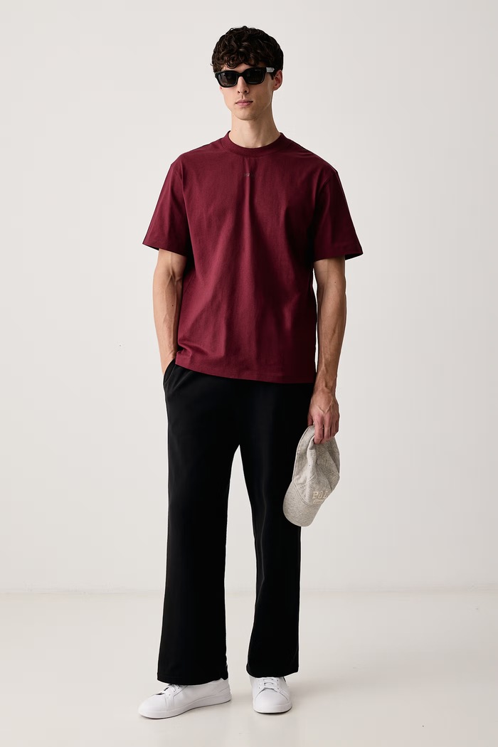 HUGO T-shirt męski bawełniany Dapolino 50488330 bordowy AA00