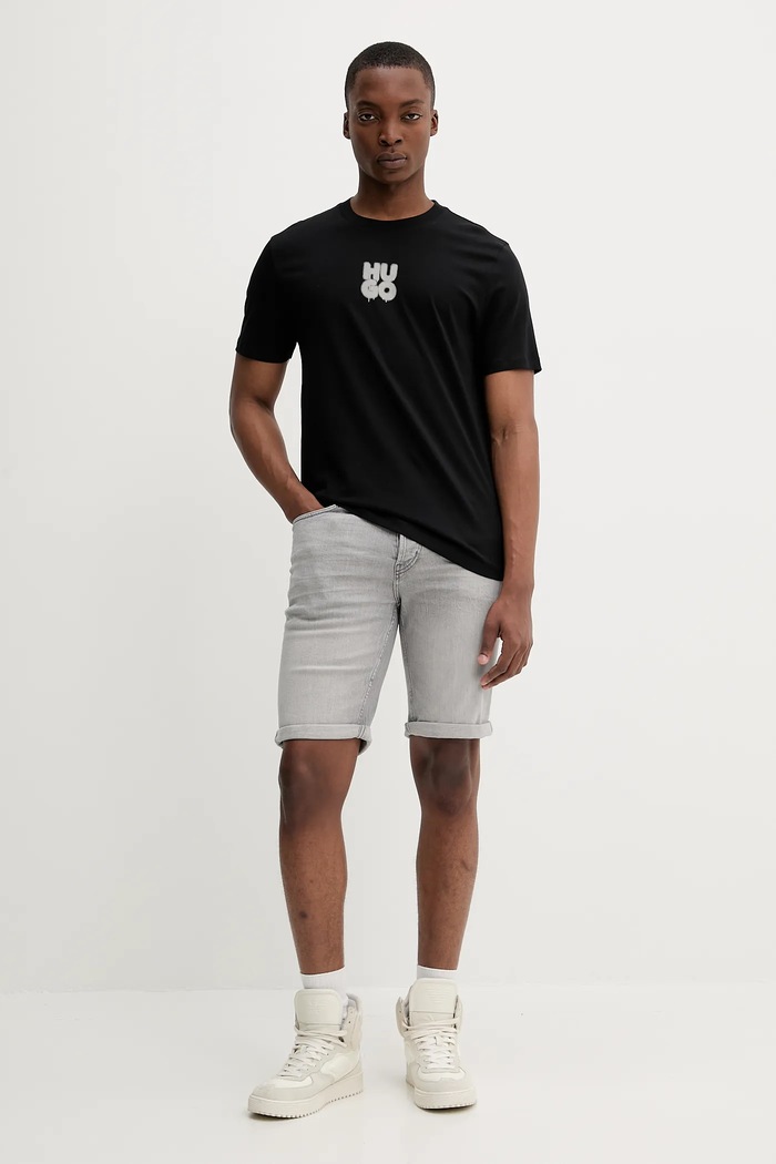 HUGO T-shirt bawełniany 50488904 czarny SS25