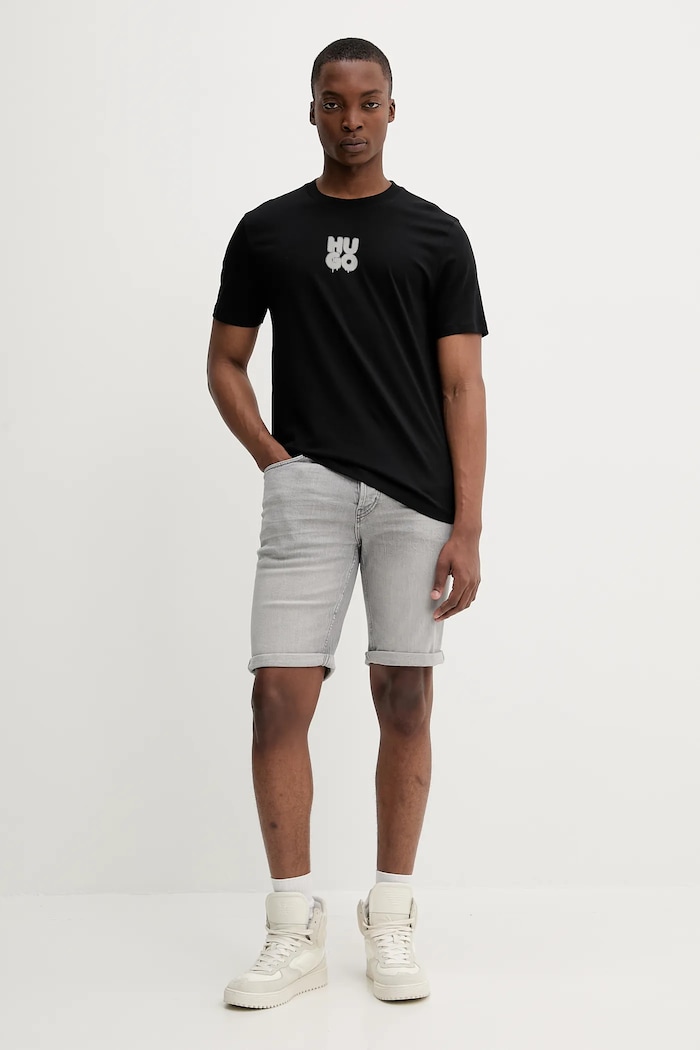 HUGO T-shirt bawełniany 50488904 czarny SS25