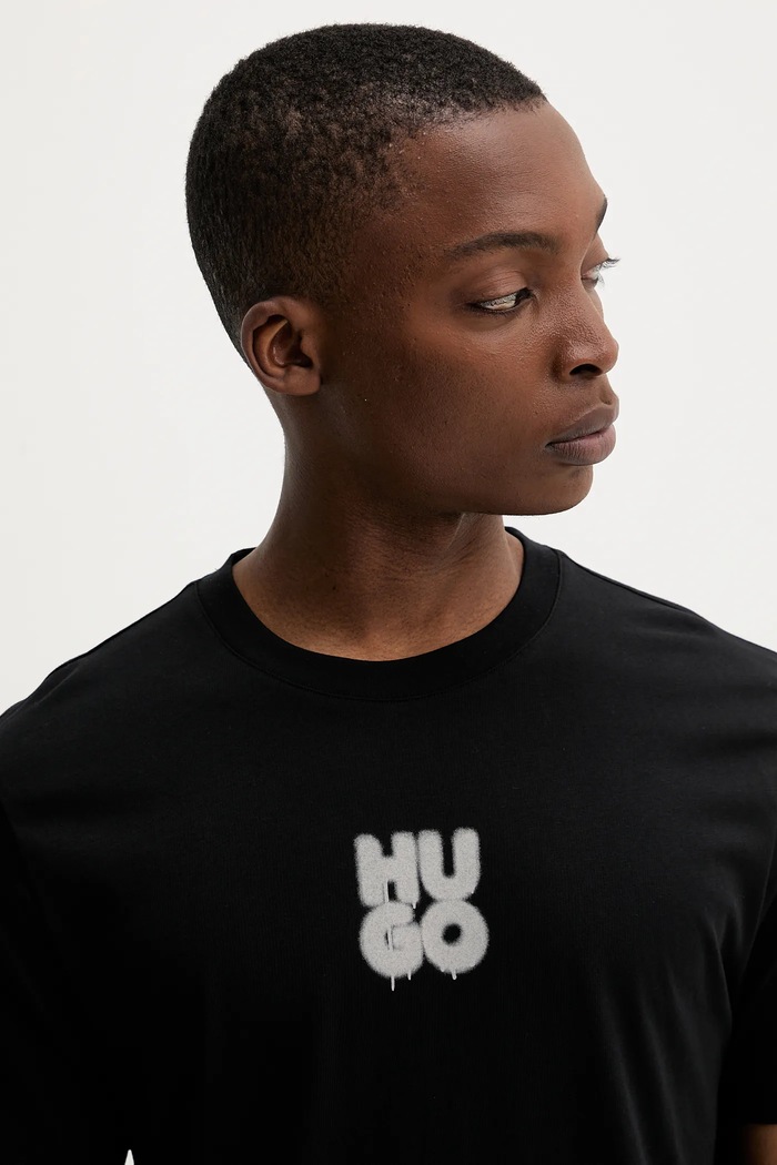 T-shirt bawełniany HUGO 50488904 czarny