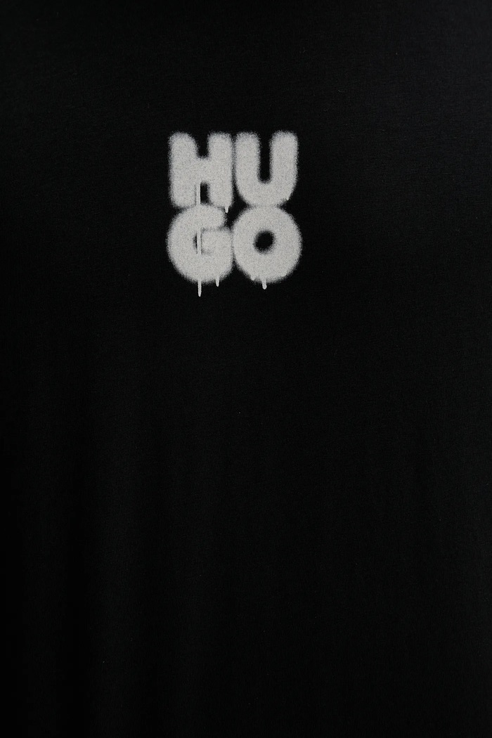 T-shirt bawełniany HUGO czarny 50488904