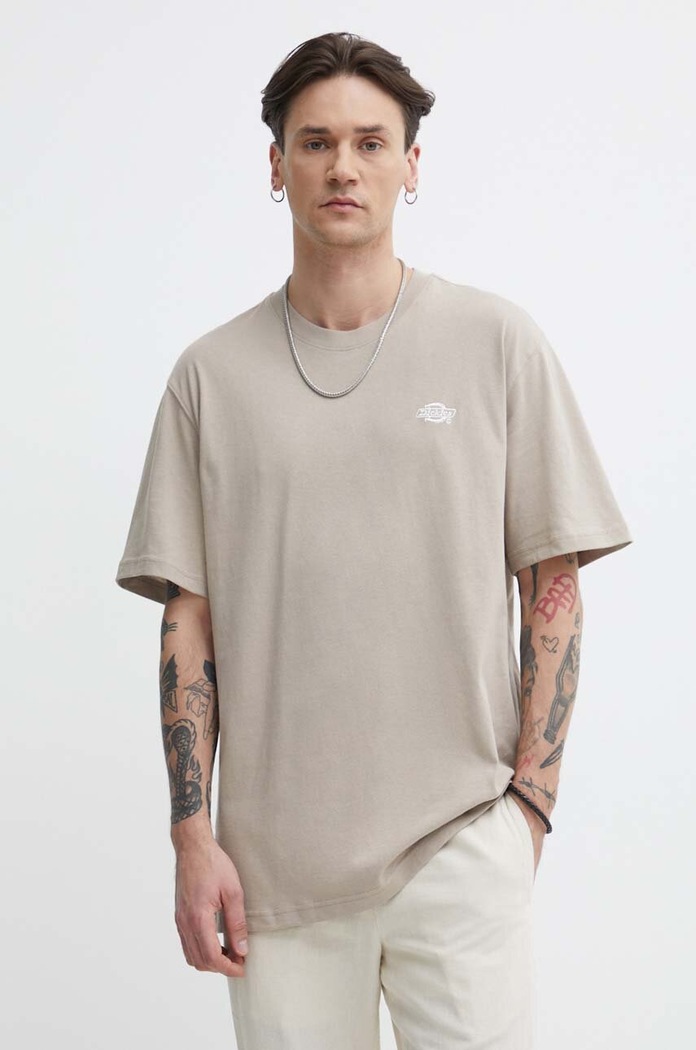 Bavlněné tričko Dickies kulatý béžová DK0A4YAIBLK1