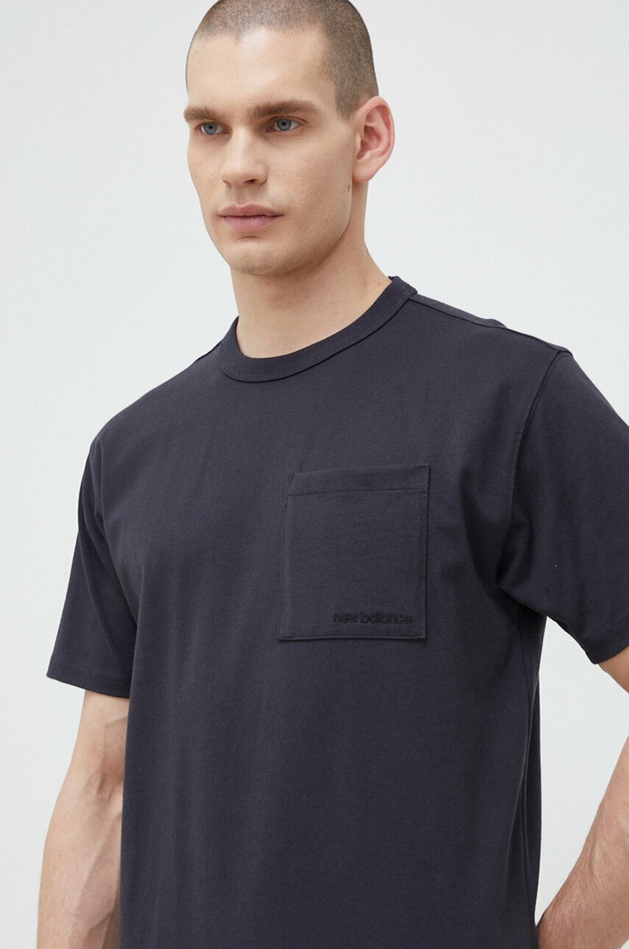 Bavlněné tričko New Balance černá MT23567PHM