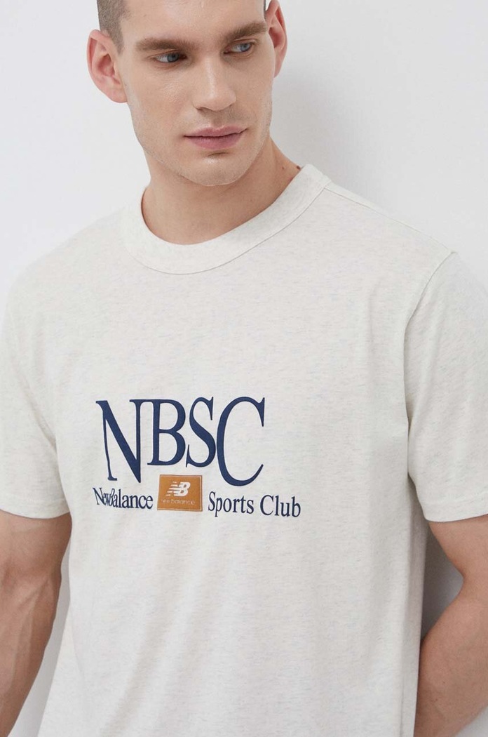 New Balance t-shirt bawełniany MT31558OTH beżowy