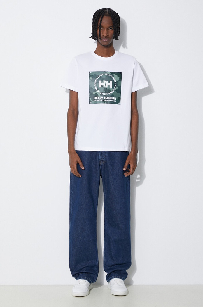 Βαμβακερό μπλουζάκι Helly Hansen 53936 λευκό AW24