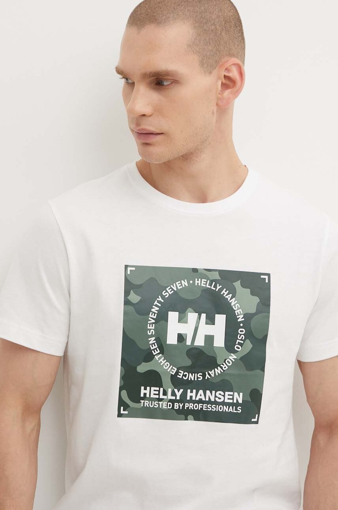 Bavlněné tričko Helly Hansen bílá 53936