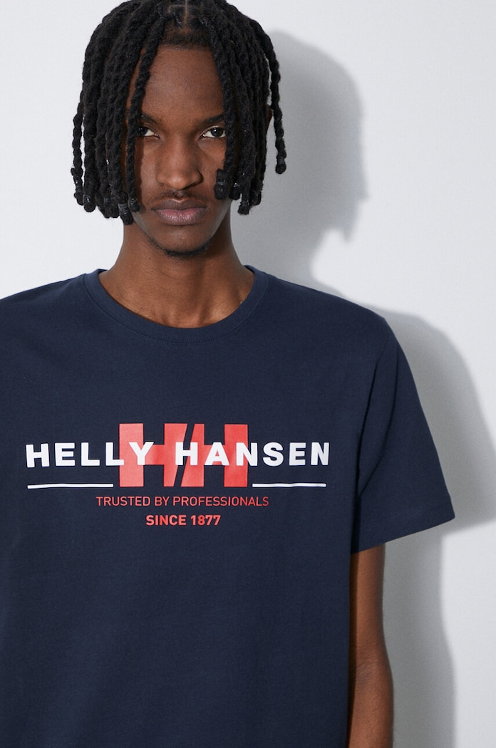 Бавовняна футболка Helly Hansen 53936 темно-синій