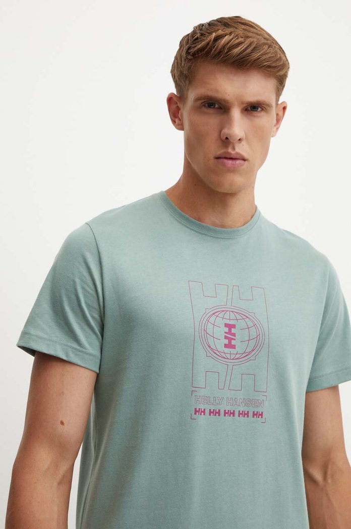 Helly Hansen t-shirt bawełniany zielony 53936