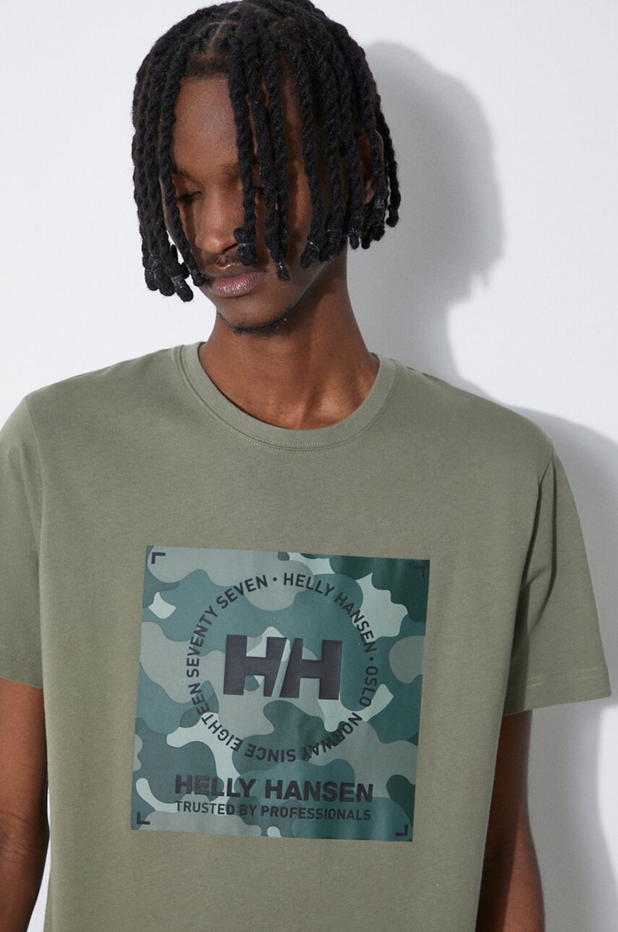 Памучна тениска Helly Hansen 53936 зелен