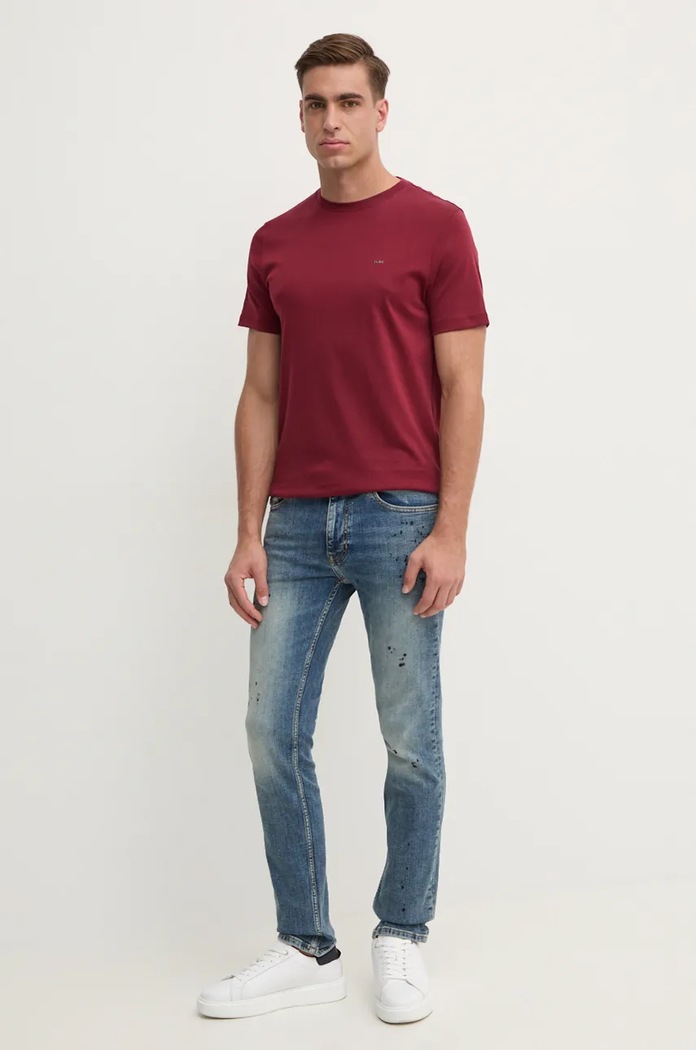 Michael Kors T-shirt męski bawełniany CF15FJ2C93 bordowy SS26