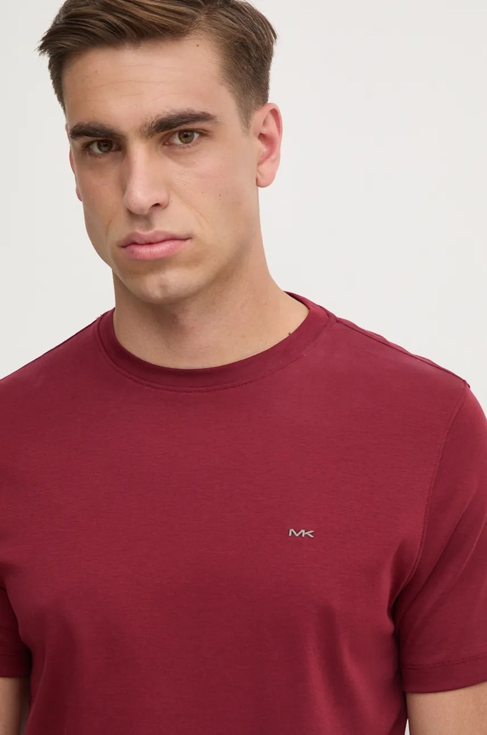 Michael Kors T-shirt męski bawełniany bordowy CF15FJ2C93