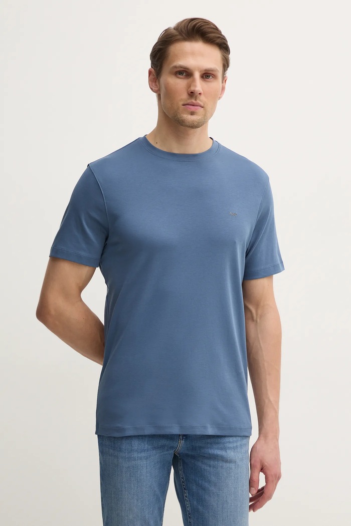 Michael Kors T-shirt męski bawełniany bawełna niebieski CF15FJ2C93