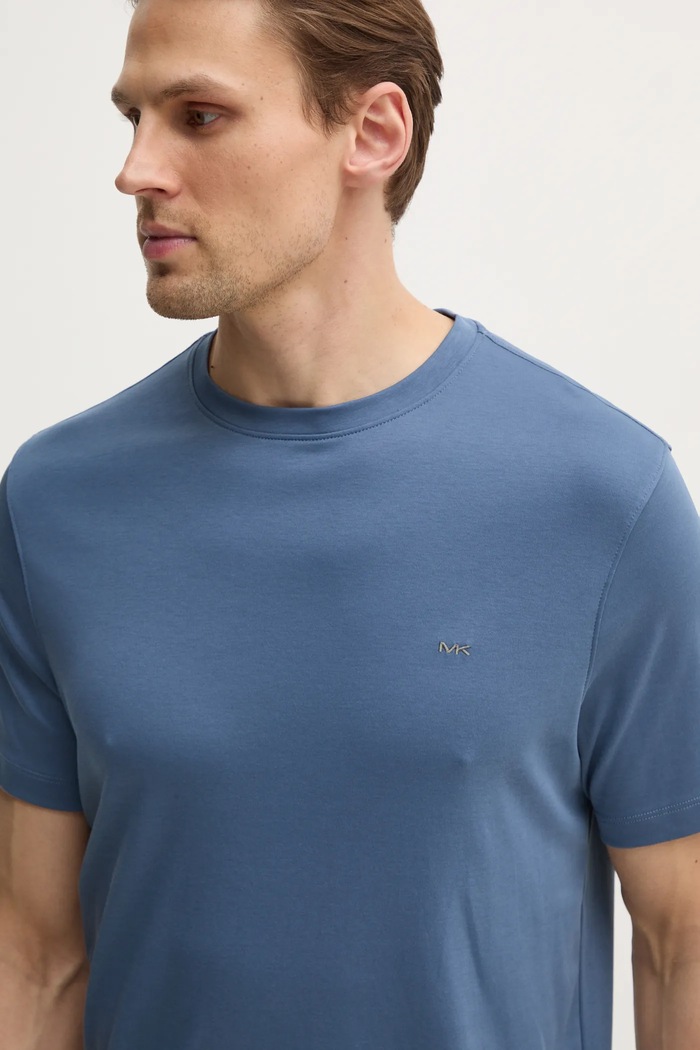 Michael Kors T-shirt męski bawełniany niebieski CF15FJ2C93