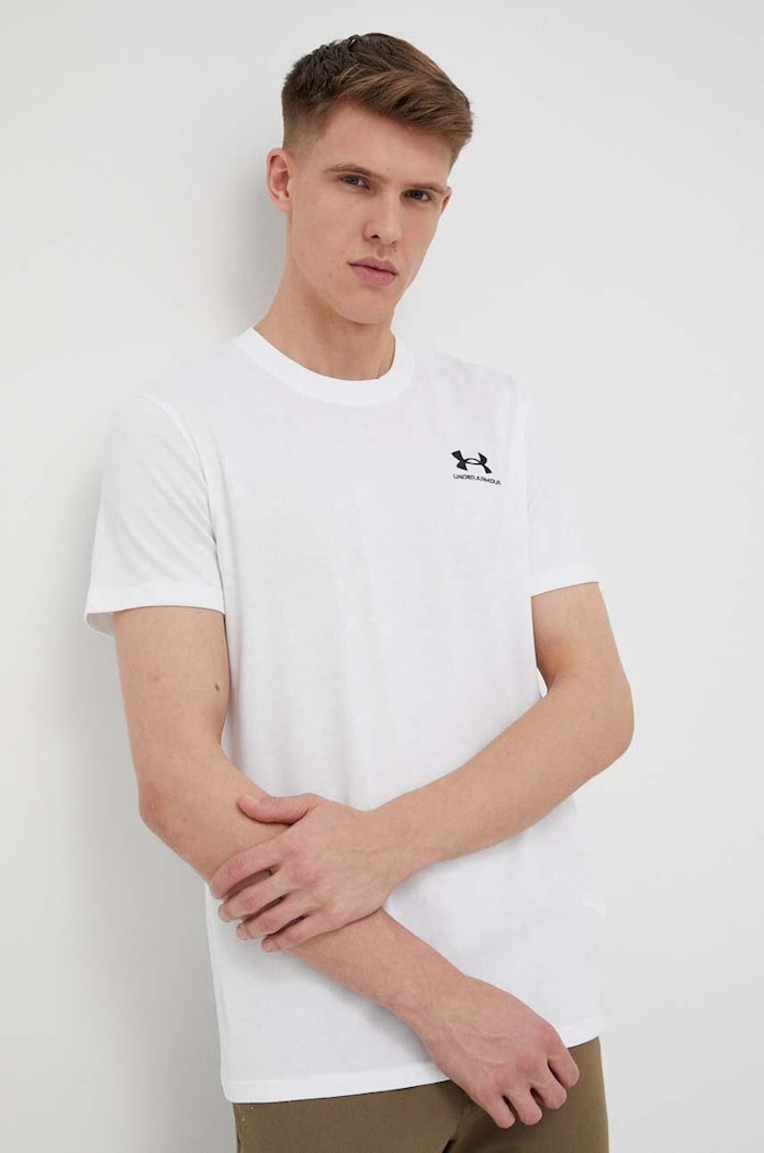 Under Armour tréningové tričko pánske UA LOGO EMB HEAVYWEIGHT relaxed biela 1373997