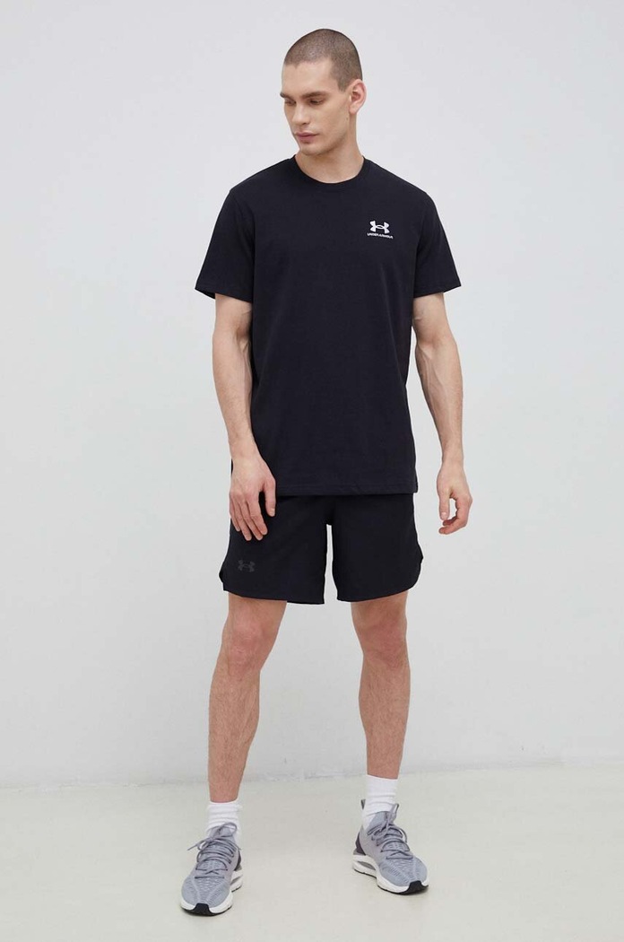 Under Armour T-shirt treningowy męski UA LOGO EMB HEAVYWEIGHT 1373997 czarny SS26