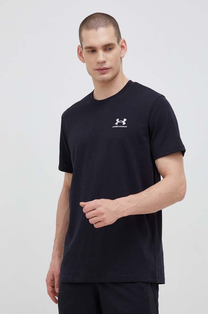 Odzież Under Armour T-shirt treningowy męski UA LOGO EMB HEAVYWEIGHT 1373997 czarny