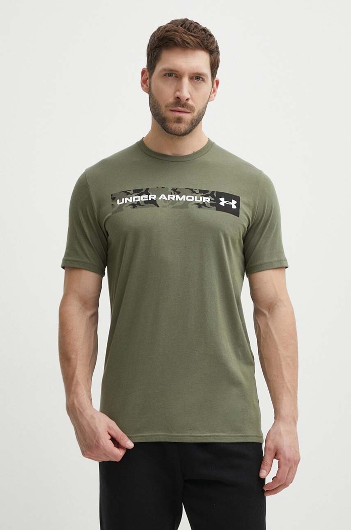 Under Armour T-shirt męski z bawełną CAMO CHEST zielony 1376830