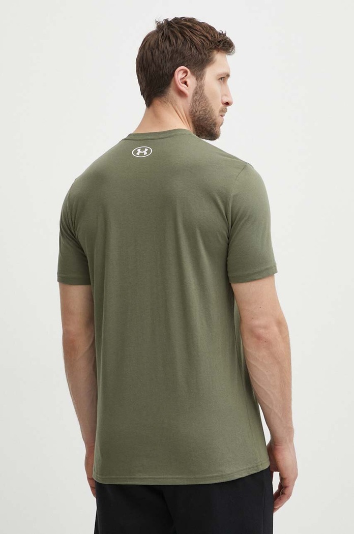 Odzież Under Armour T-shirt męski z bawełną CAMO CHEST 1376830 zielony