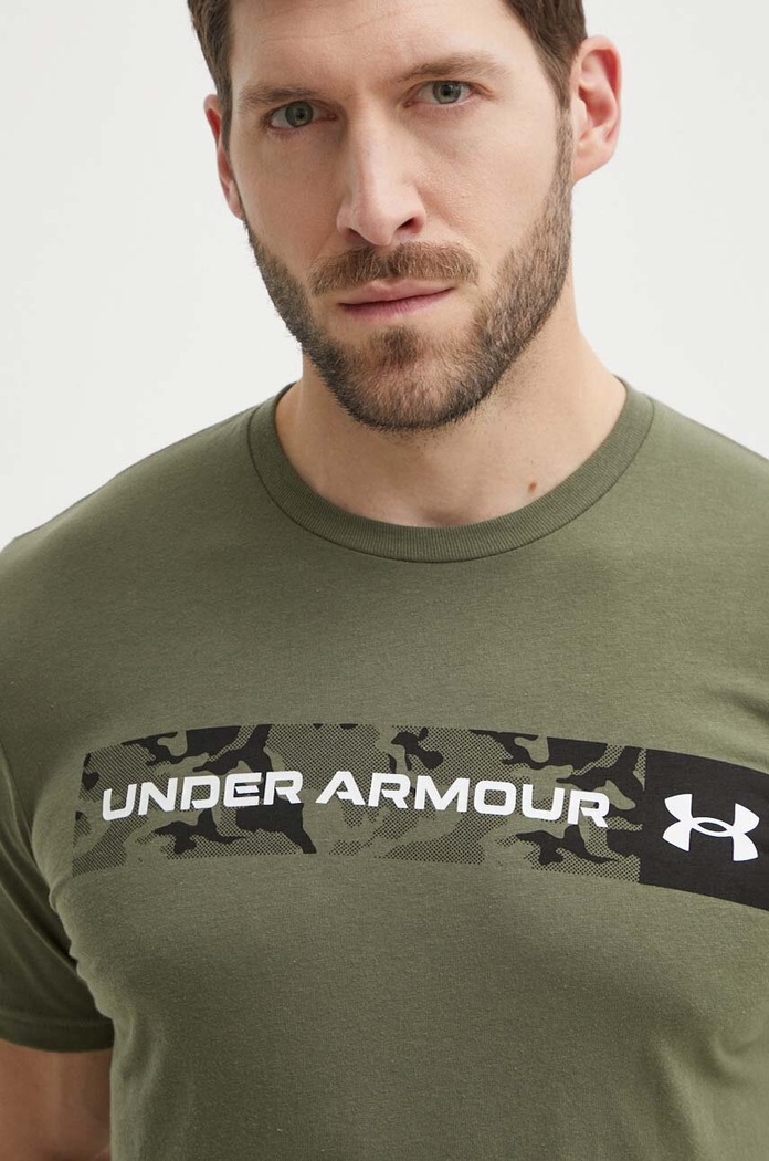 Under Armour T-shirt męski z bawełną CAMO CHEST zielony 1376830