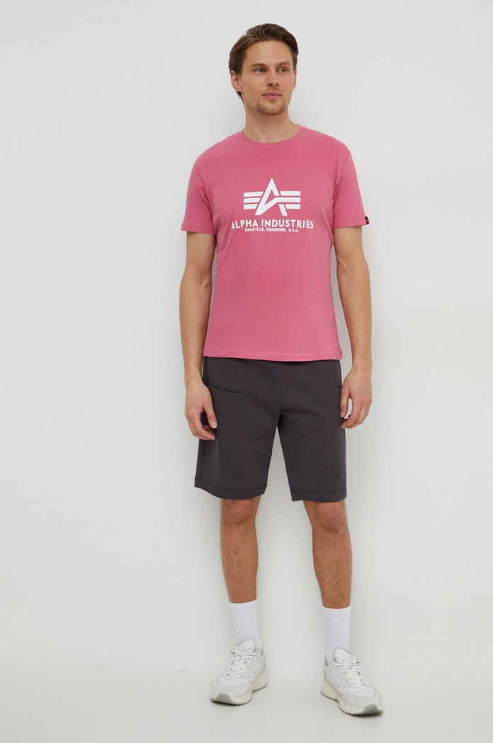 Βαμβακερό μπλουζάκι Alpha Industries 100501. ροζ SS26
