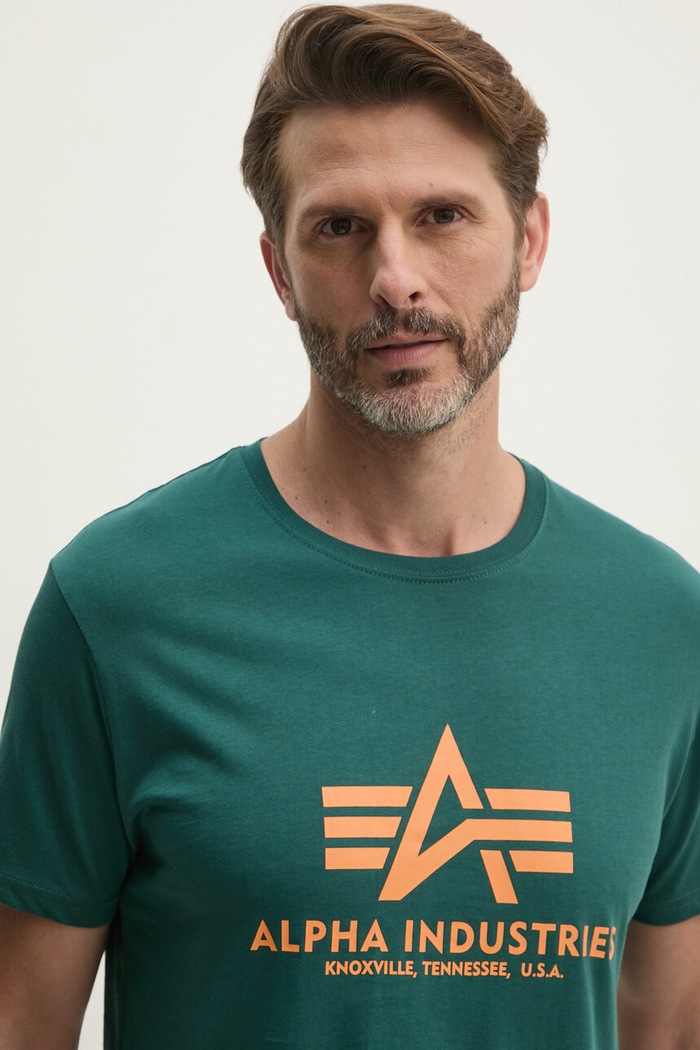 Βαμβακερό μπλουζάκι Alpha Industries πράσινο 100501.