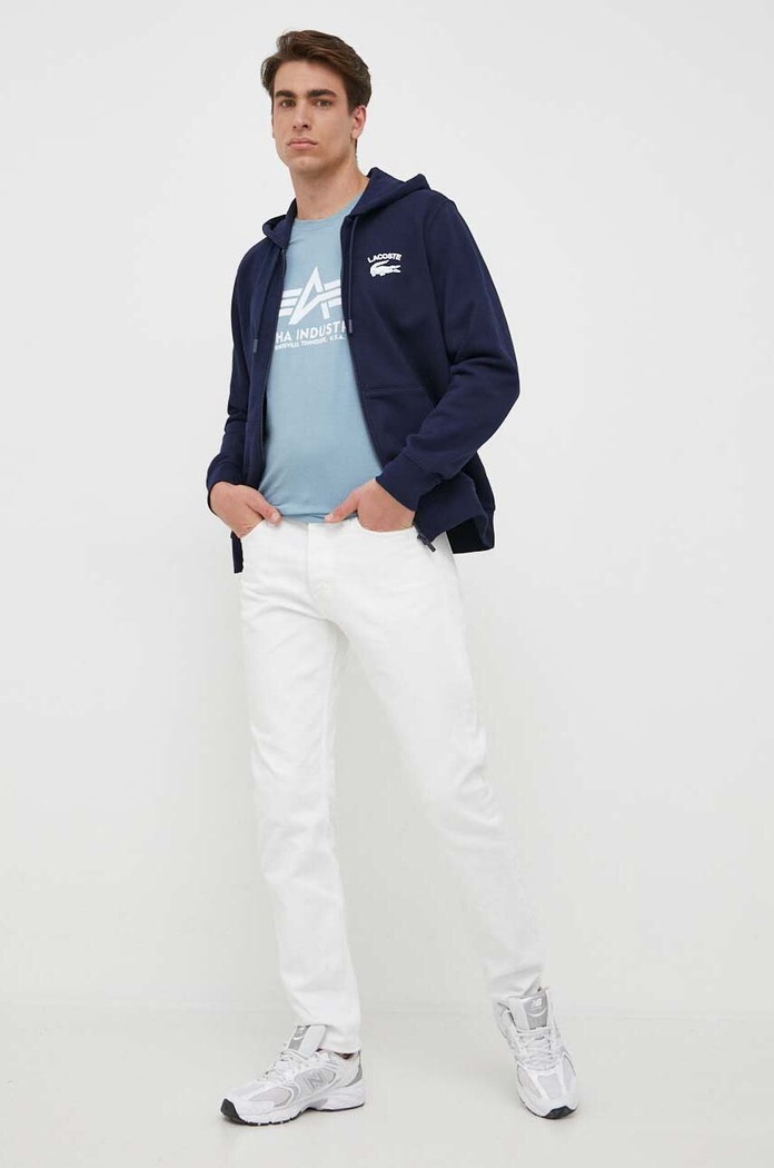 Bavlnené tričko Alpha Industries 100501.134 modrá SS25