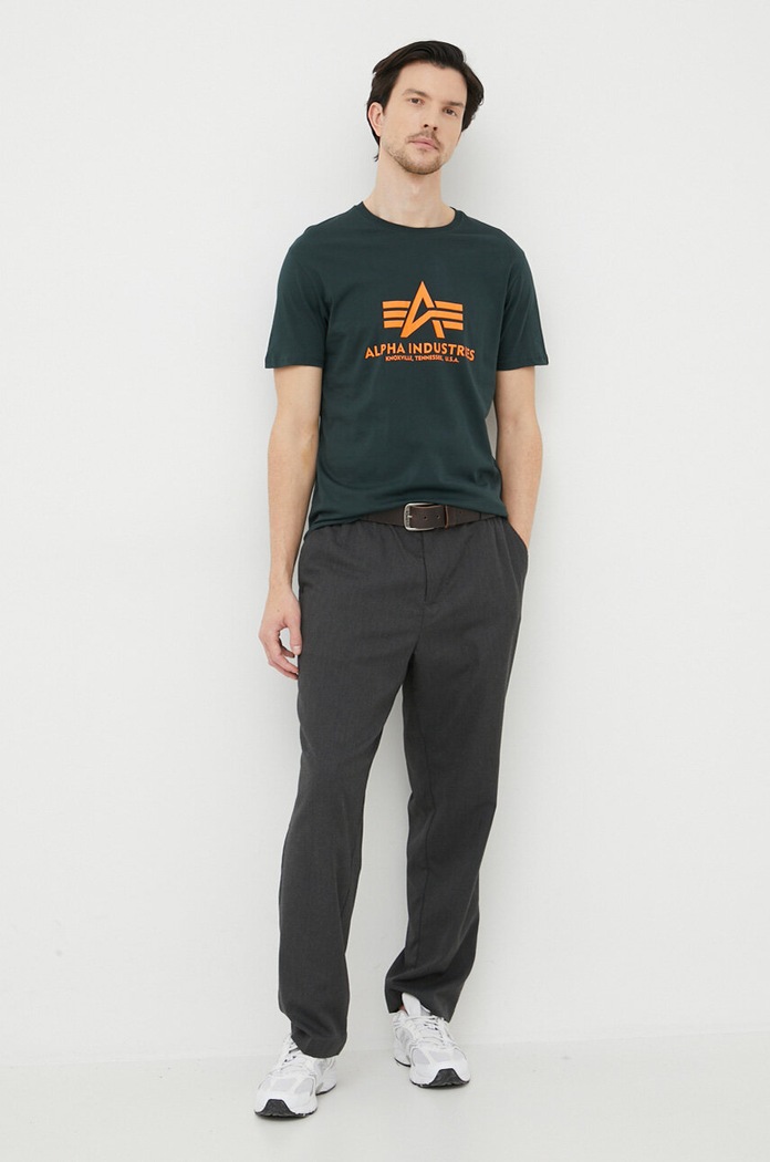 Alpha Industries t-shirt bawełniany 100501.353 zielony SS25