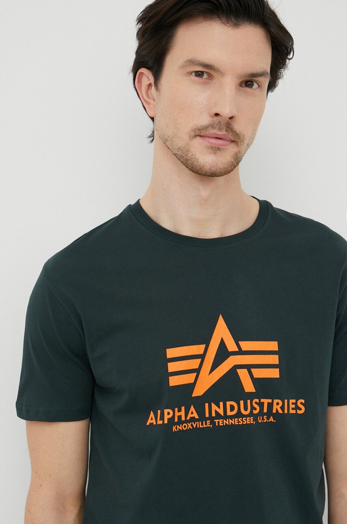 Alpha Industries t-shirt bawełniany zielony 100501.353