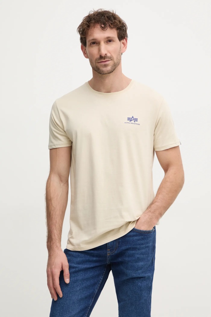 Βαμβακερό μπλουζάκι Alpha Industries μπεζ 188505