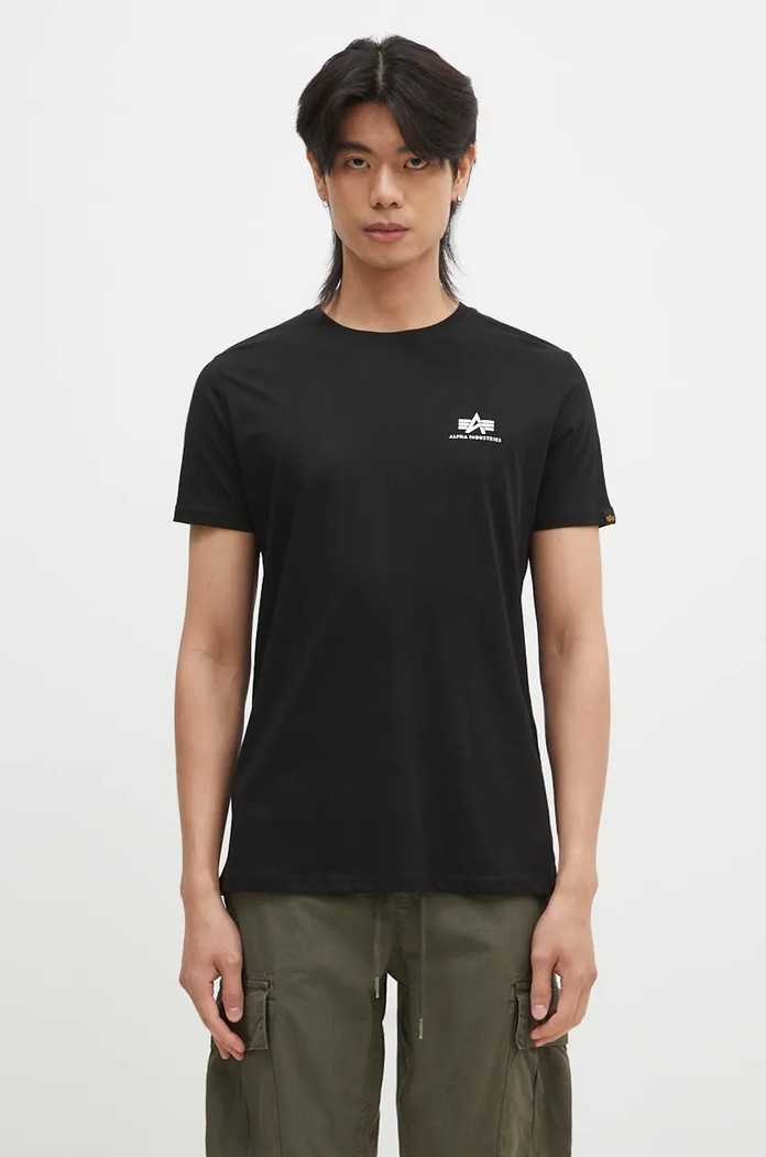 Alpha Industries tricou din bumbac Basic T Small Logo print negru 188505