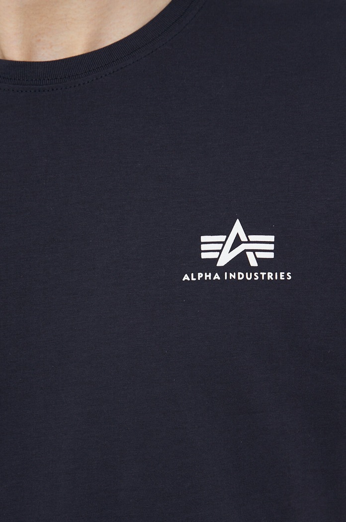 Bombažna kratka majica Alpha Industries Basic T Small Logo 188505.07 mornarsko modra