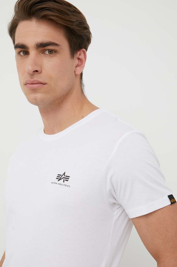 Alpha Industries pamut póló Basic T Small Logo fehér 188505.09