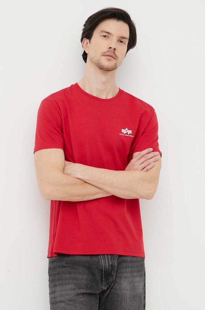 Bavlněné tričko Alpha Industries potisk červená 188505.328