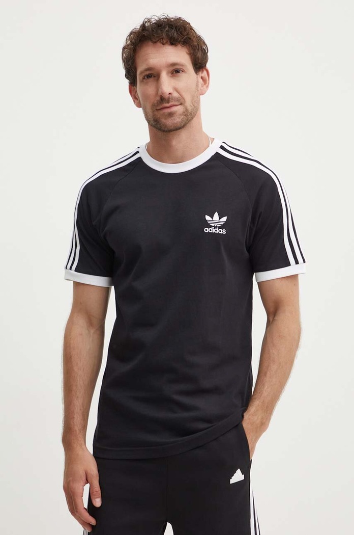 adidas Originals t-shirt bawełniany Adicolor 3-Stripes wzorzyste czarny IA4845
