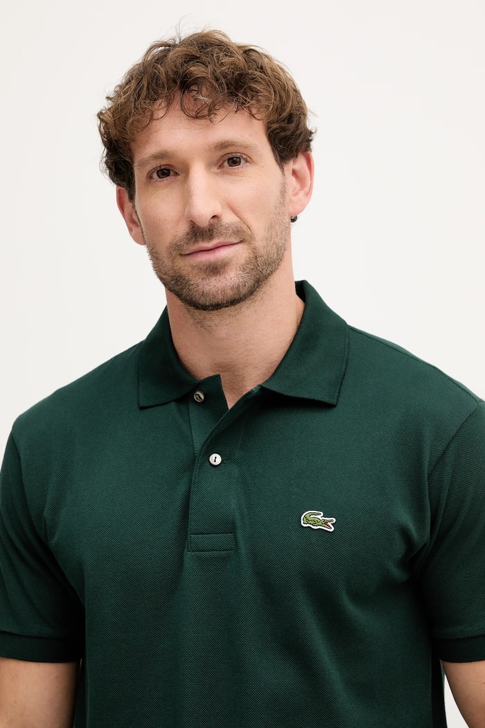 Памучна тениска с яка Lacoste зелен L1212.YZP