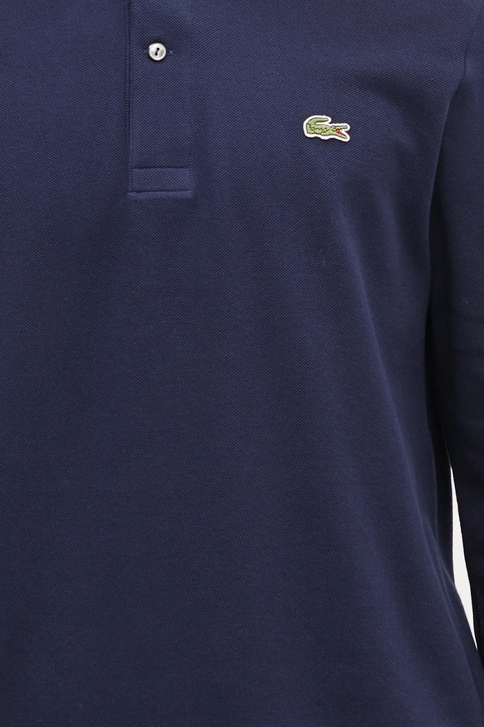 Bavlněné tričko s dlouhým rukávem Lacoste námořnická modř L1312.166