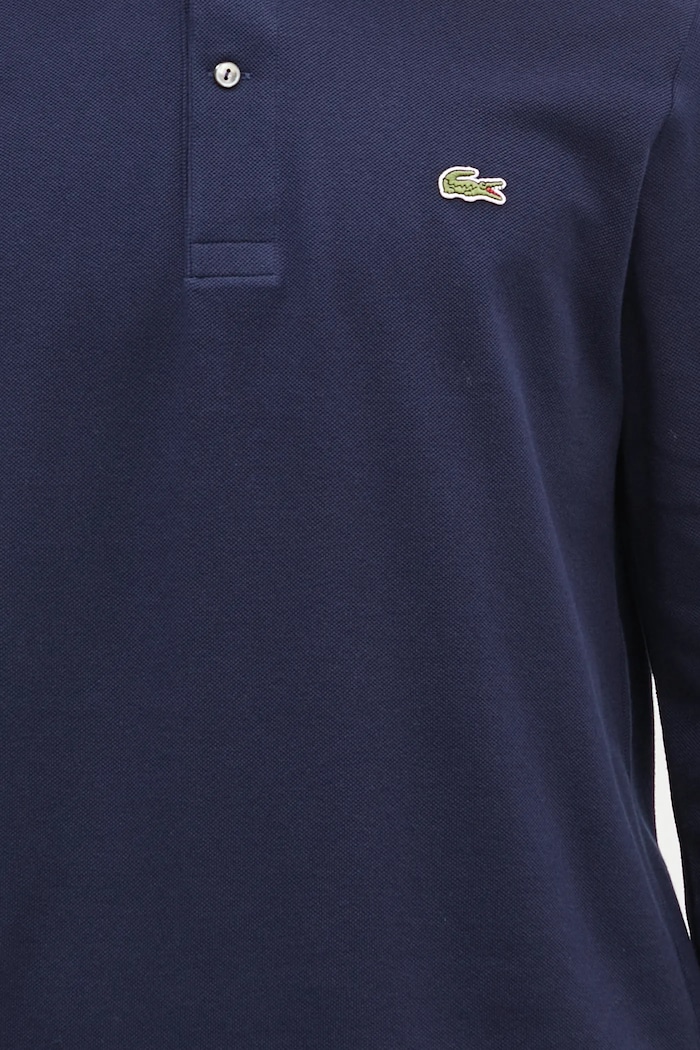 Bavlněné tričko s dlouhým rukávem Lacoste námořnická modř L1312.166
