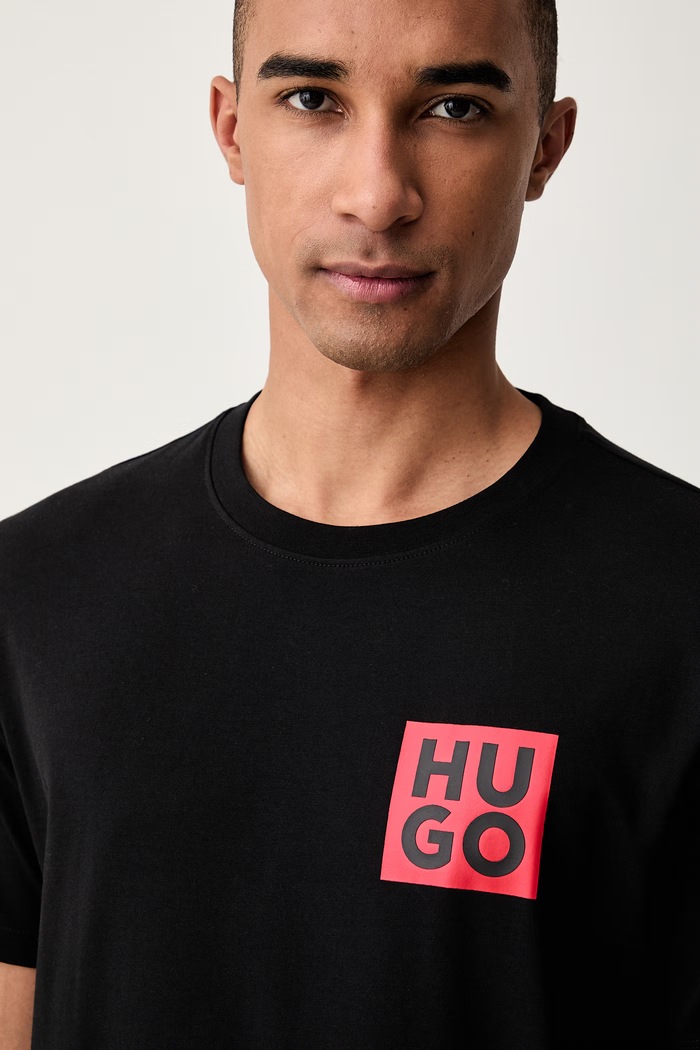 HUGO tričko pánske bavlnené Detzington čierna 50473893
