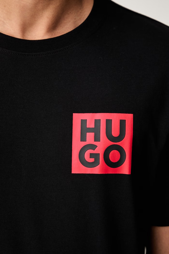 HUGO tričko pánske bavlnené Detzington 50473893 čierna