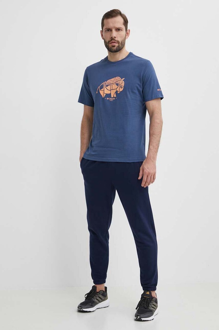 Bavlněné tričko Columbia Rockaway River 2036401 modrá AW24