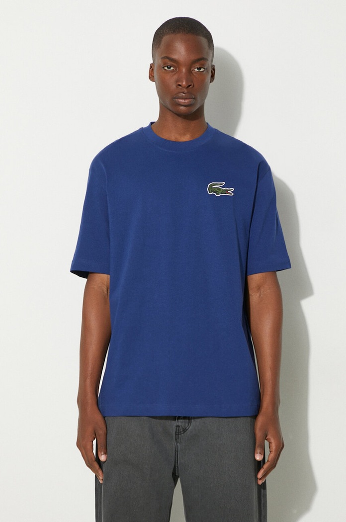 Lacoste t-shirt in cotone rilassato blu navy TH0062