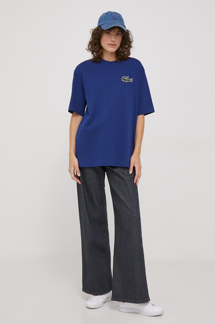 Odzież Lacoste t-shirt bawełniany TH0062 granatowy